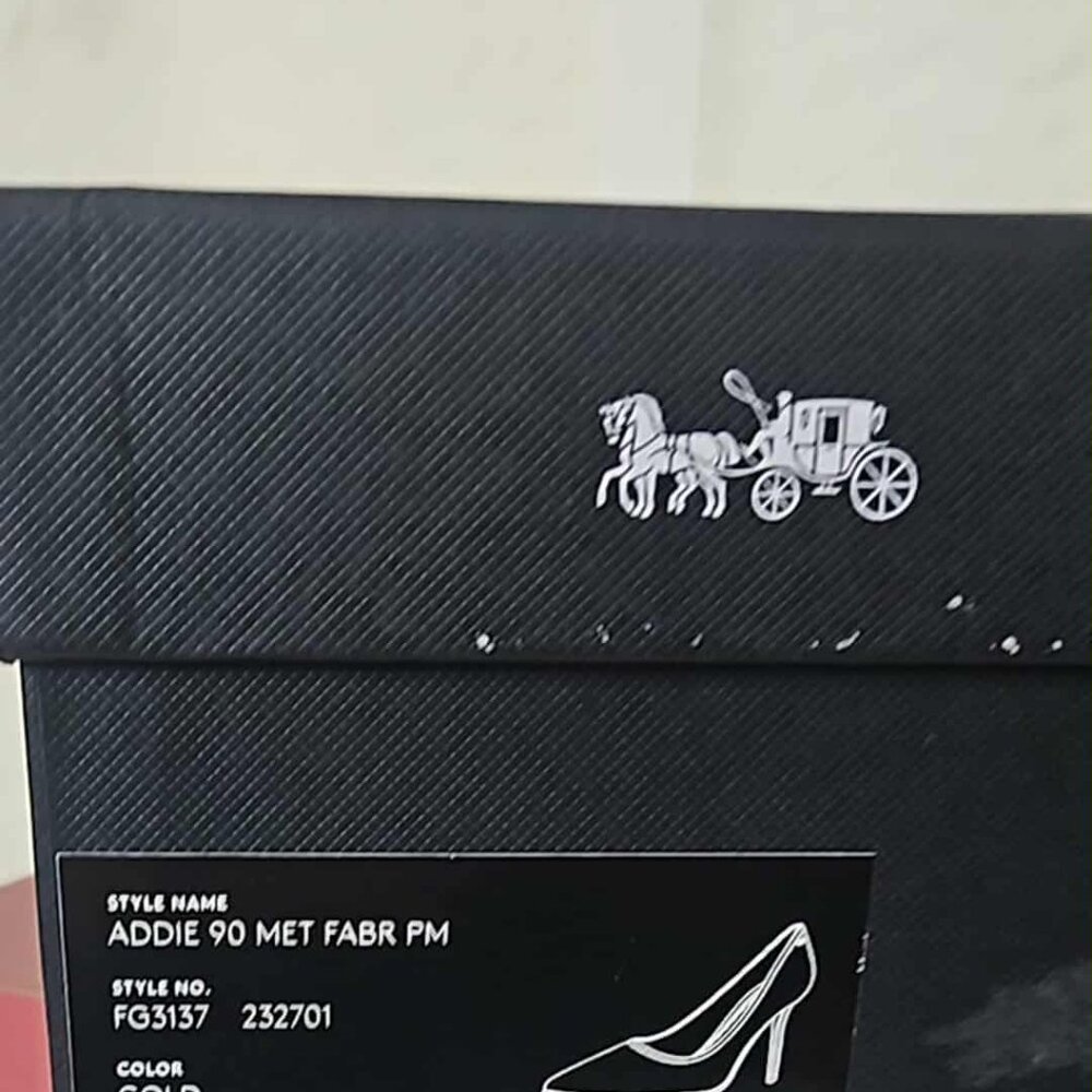 New in Box COACH Addie Metallic Gold Heels - Picture 5 of 5